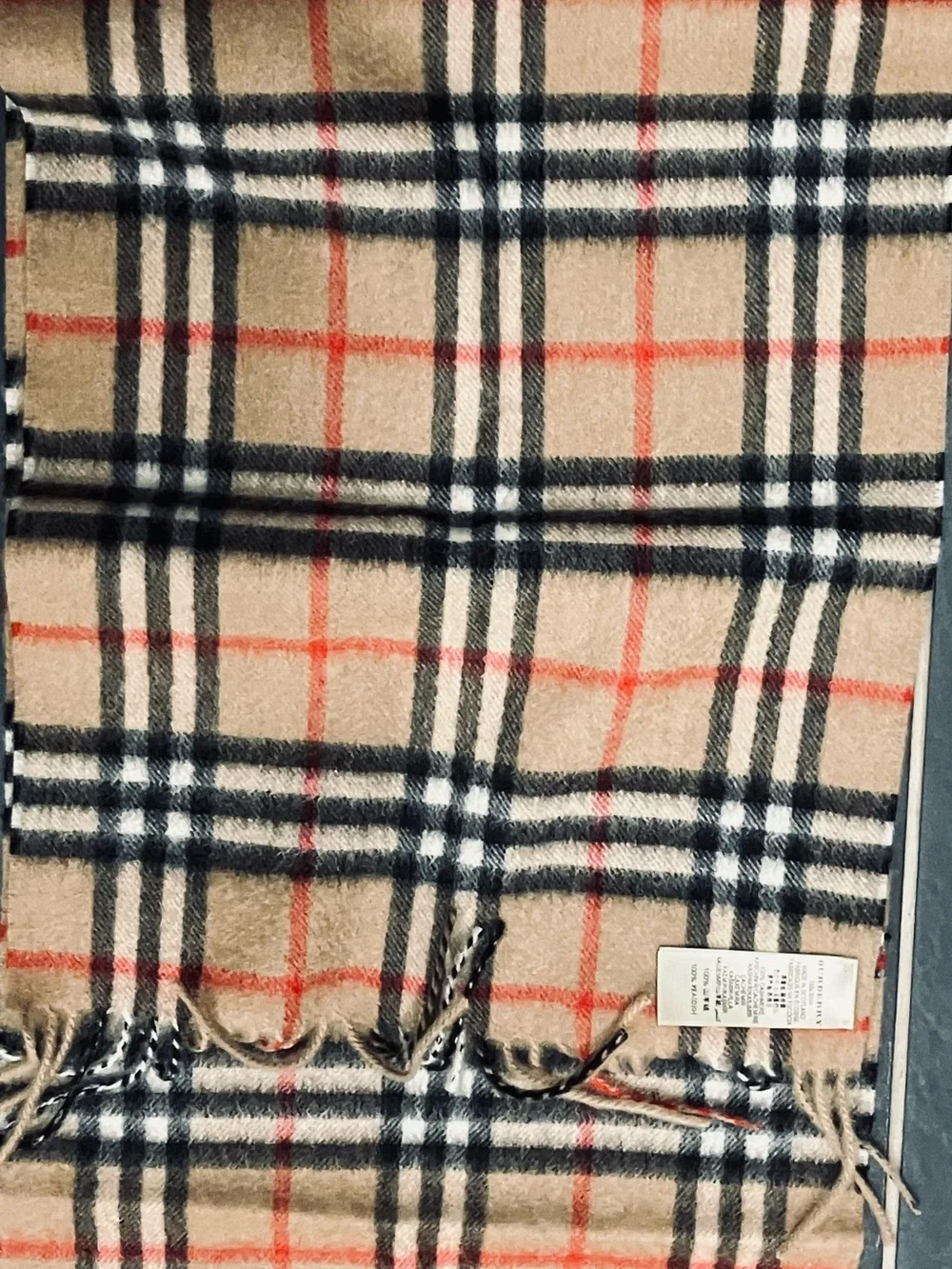 Classic Burberry Plaid Scarf in Beige, Black & Red